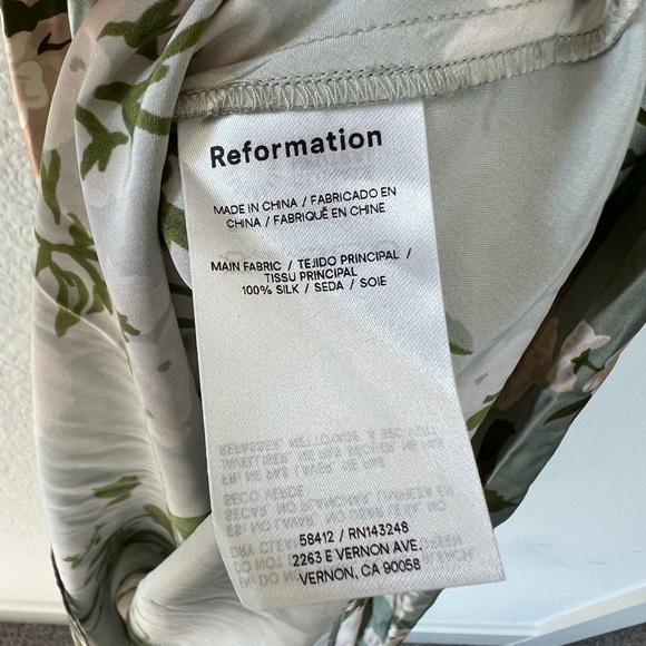 REFORMATION ANAIIS SILK DRESS- TARRAGON - Picture 7 of 8